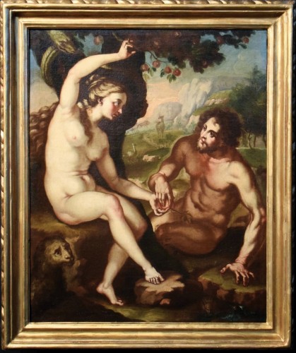 Adam et Ève - Maître flamand du XVIIe siècle - Tableaux et dessins Style Louis XIII